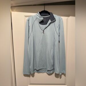 Dover Saddlery Light Blue Quarter-Zip Horseback Riding Pullover